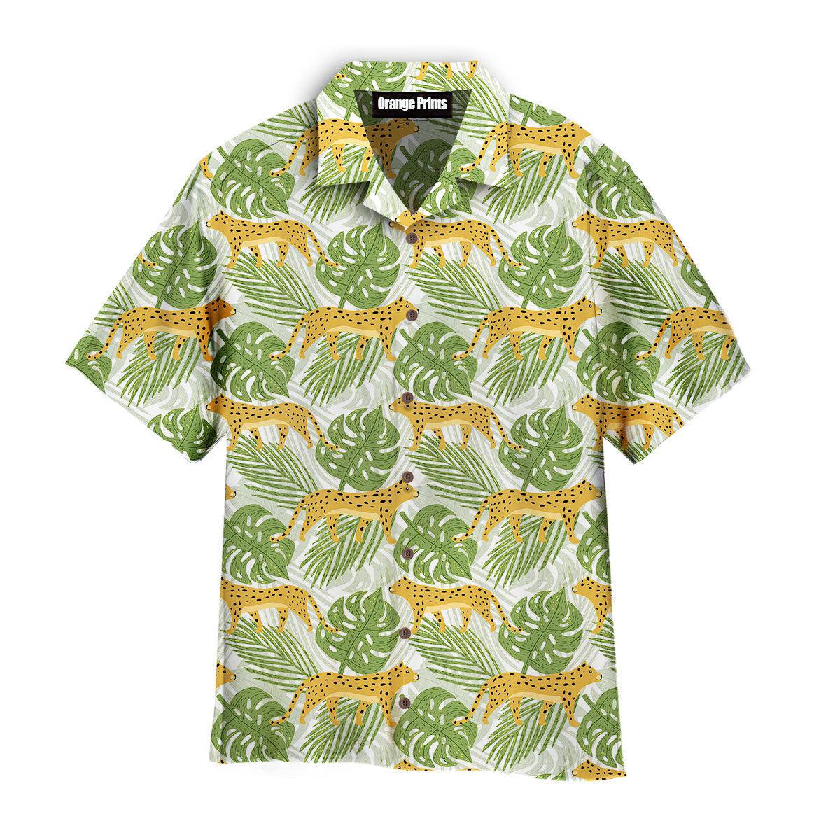 Jaguar And Tropical Leaves Seamless Pattern Hawaii Shirt For Men Women Ha61222