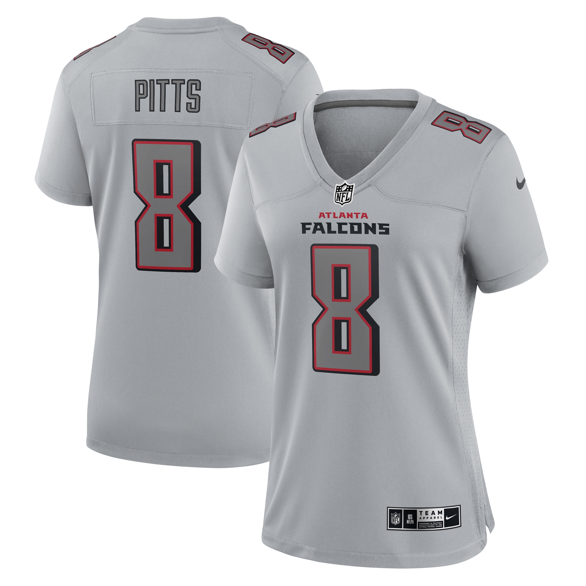 Women’s Atlanta Falcons Kyle Pitts Gray Atmosphere Fashion Game Jersey