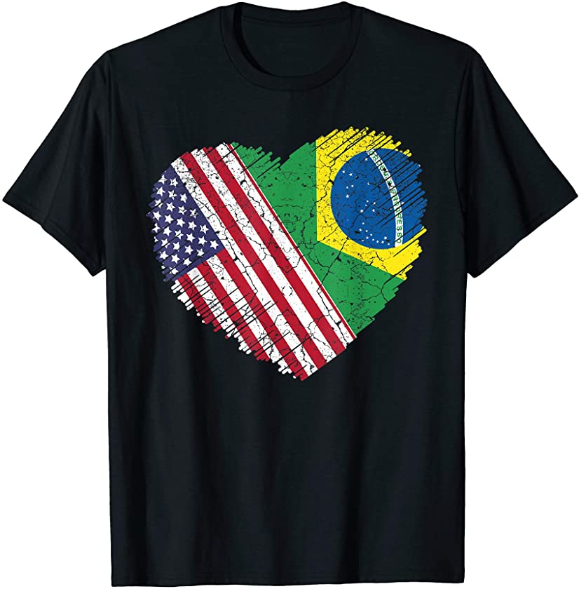 Brazilian American Flag Brazil USA Pride Vintage Gift T-Shirt