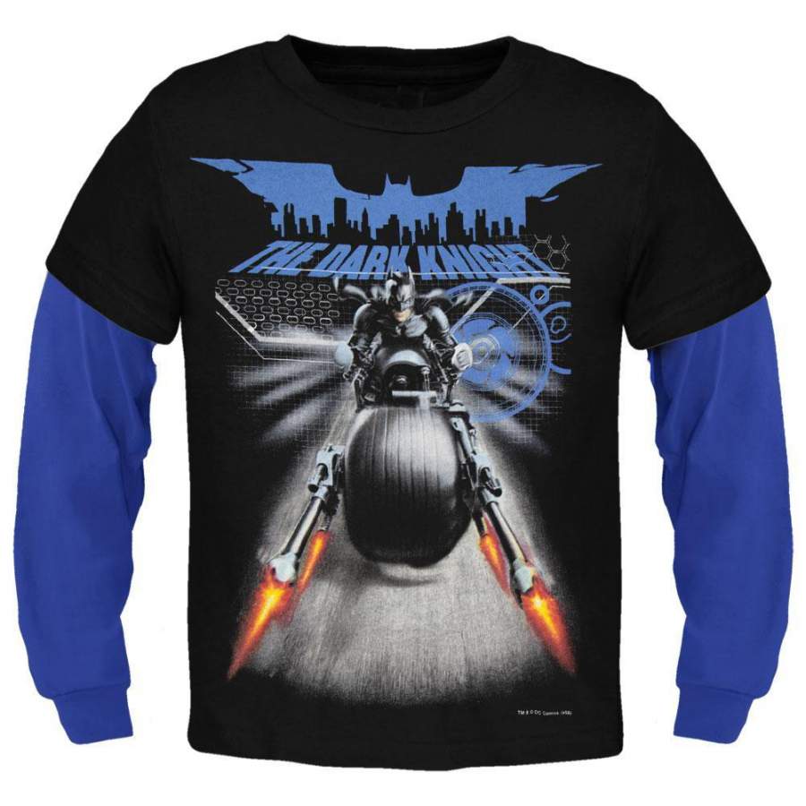 Batman – Shooting Cycle Juvy 2fer Long Sleeve T-Shirt