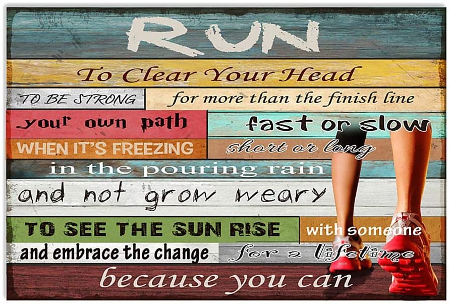 Vintage Running Too See The Sun Rise Embrace The Change Because You Can Poster Art Print      Home Decor Gift For Men Women Family Frd On Birthday Xmas