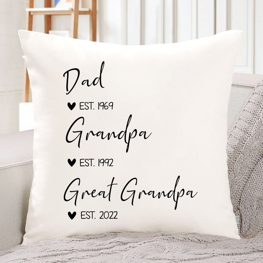 Personalized Pillow Gifts For Great Grandpa – Great Grandpa Est. –  New Great Grandpa, Great Grandparents Birthday Christmas Anniversary Wedding Valentines Gift From Grandkids Grandchildrens