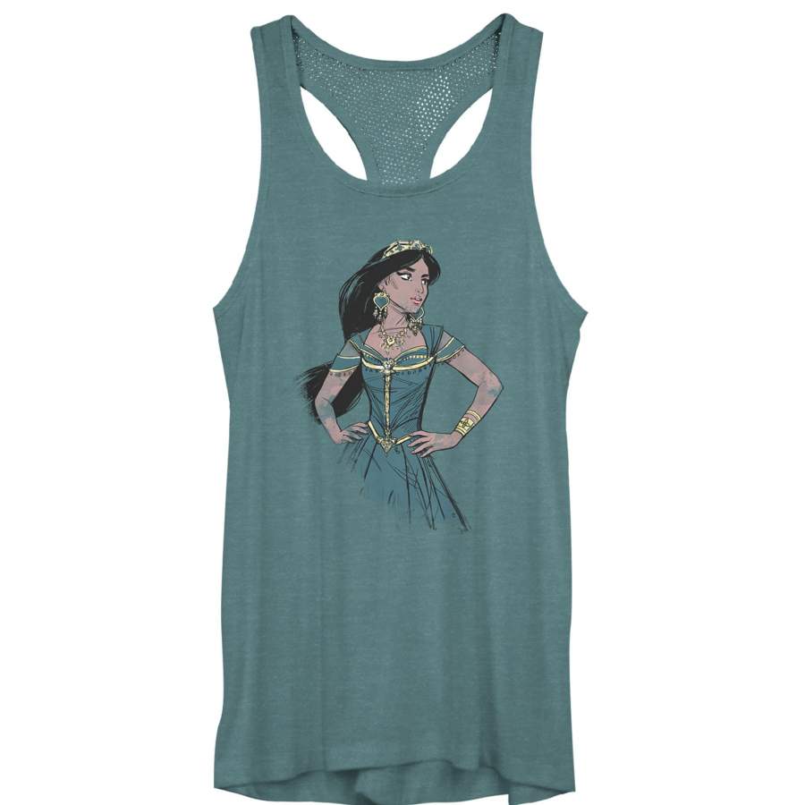 Aladdin Junior’s Jasmine Sketch Profile  Mesh Racerback Tank