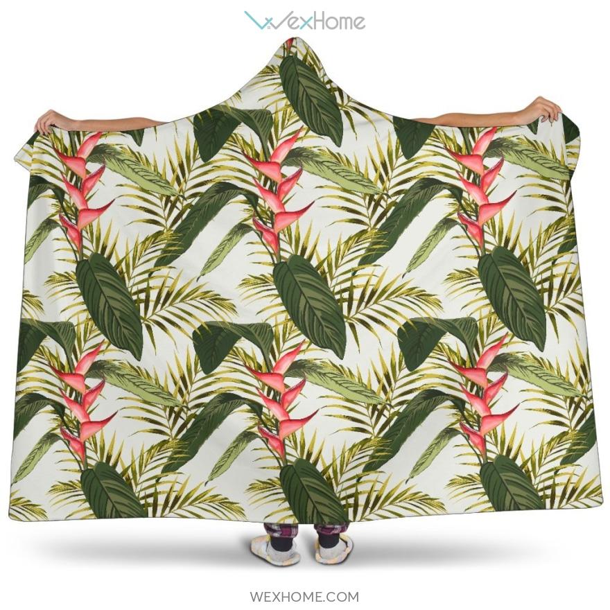 Heliconia Pattern Hooded Blanket