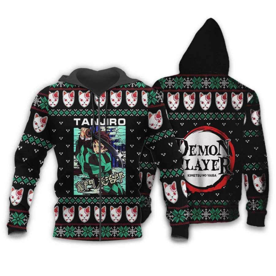 Tanjiro Kamado Ugly Sweater Jacket Hoodie Demon Slayer Anime