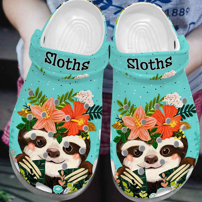 Baby Sloth With Flower Crown Shoes – Baby Animal Custom Shoe Birthday Gift For Women Girl Daughter Sister Niece Friend