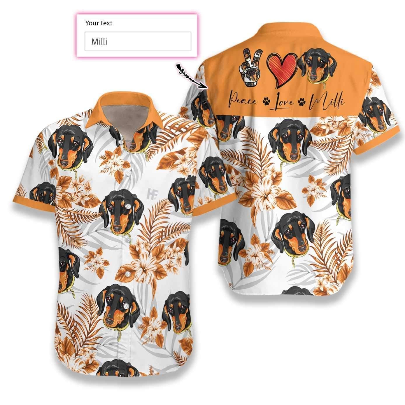 Buy Personalized Peace Love Dachshund Custom Hawaii Aloha Shirts H Ha67889