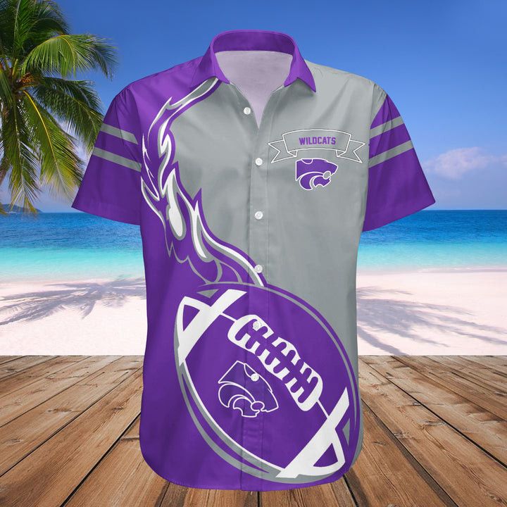 NCCA Kansas State Wildcats Purple Flame Ball Silver Trendy Hawaiian Shirt Aloha Shirt