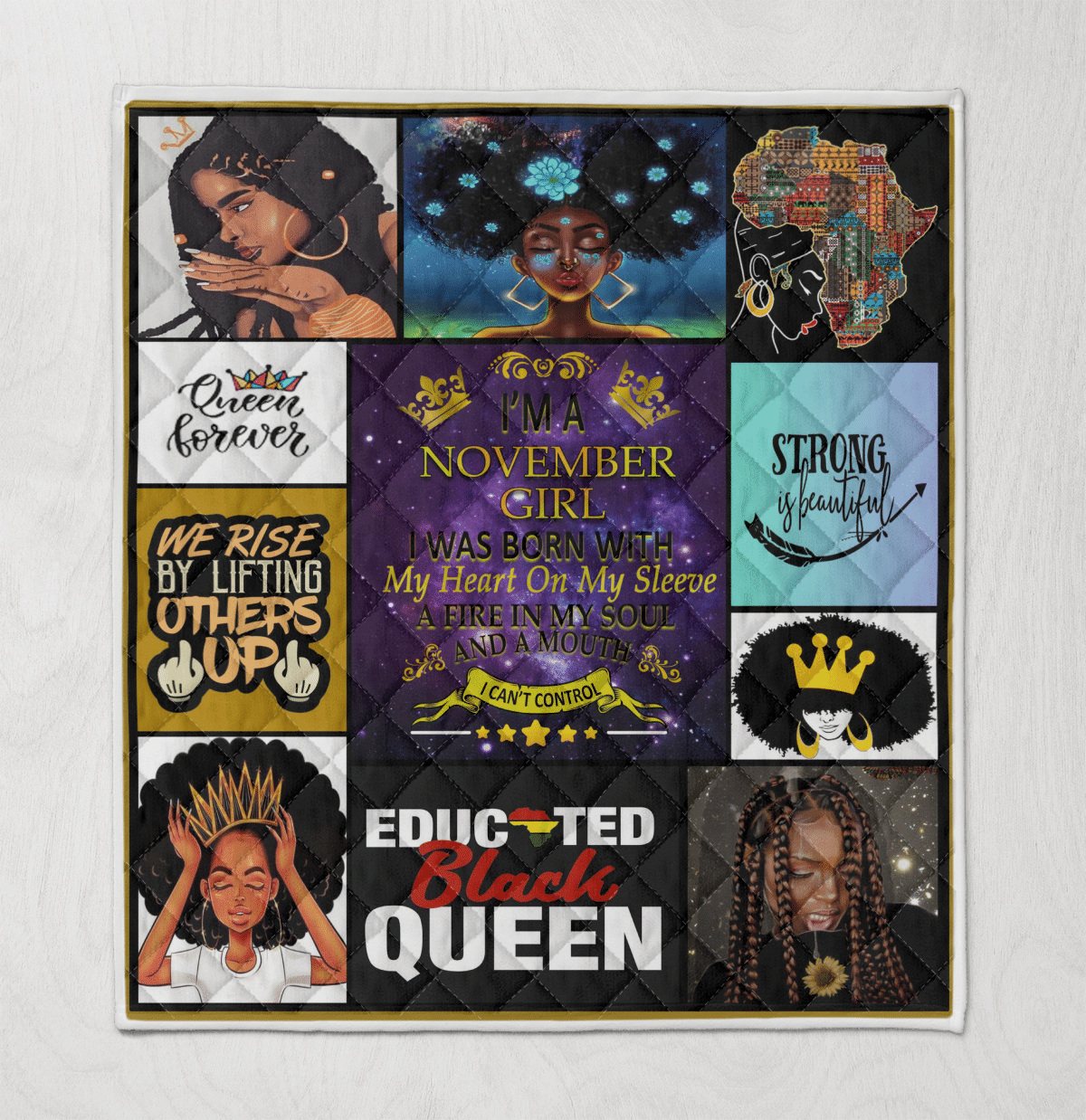 Birthday Quilt For Black Queen Art Quilt For November Girl Quilt For Black Women