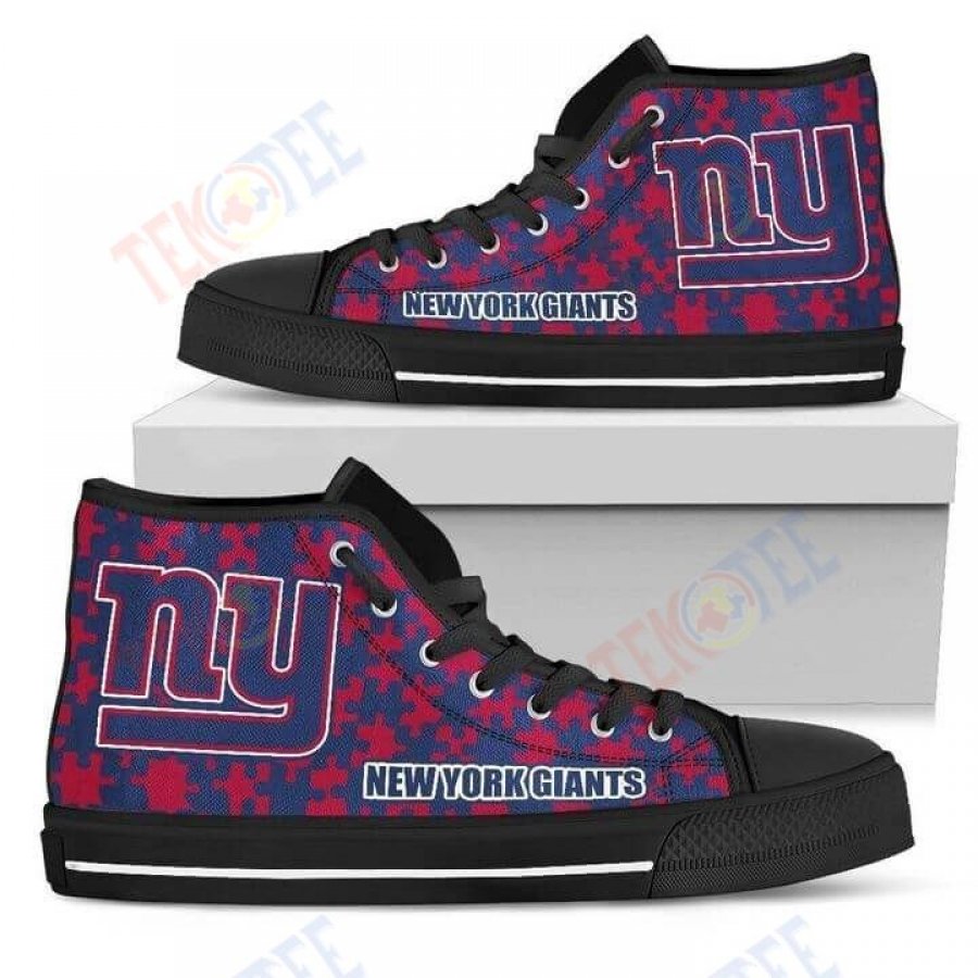 Mens Womens Puzzle Logo With New York Giants High Top Shoes TMT943