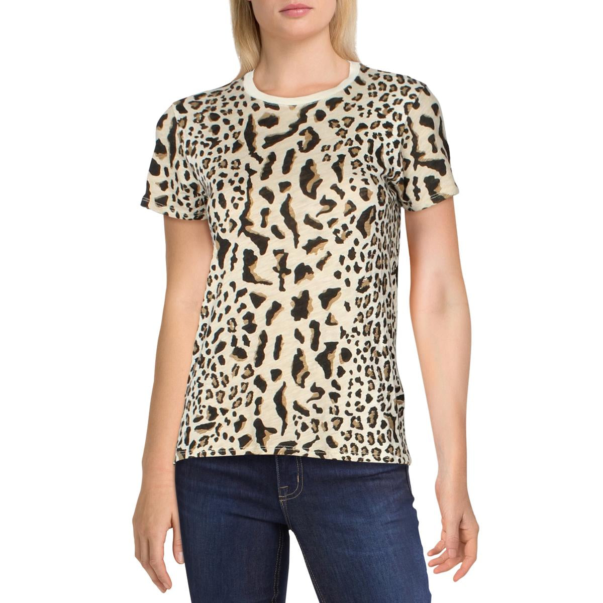 Womens Crewneck Animal Print T-Shirt