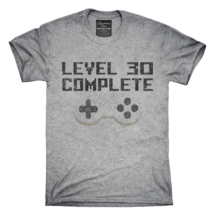 Level 30 Complete Funny Video Game Gamer 30th Birthday T-Shirt, Hoodie, Tank Top