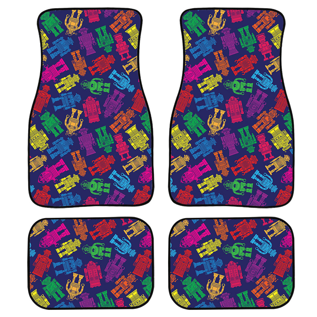 Colorful Robot Pattern Print Front And Back Car Floor Mats, Front Car Mat