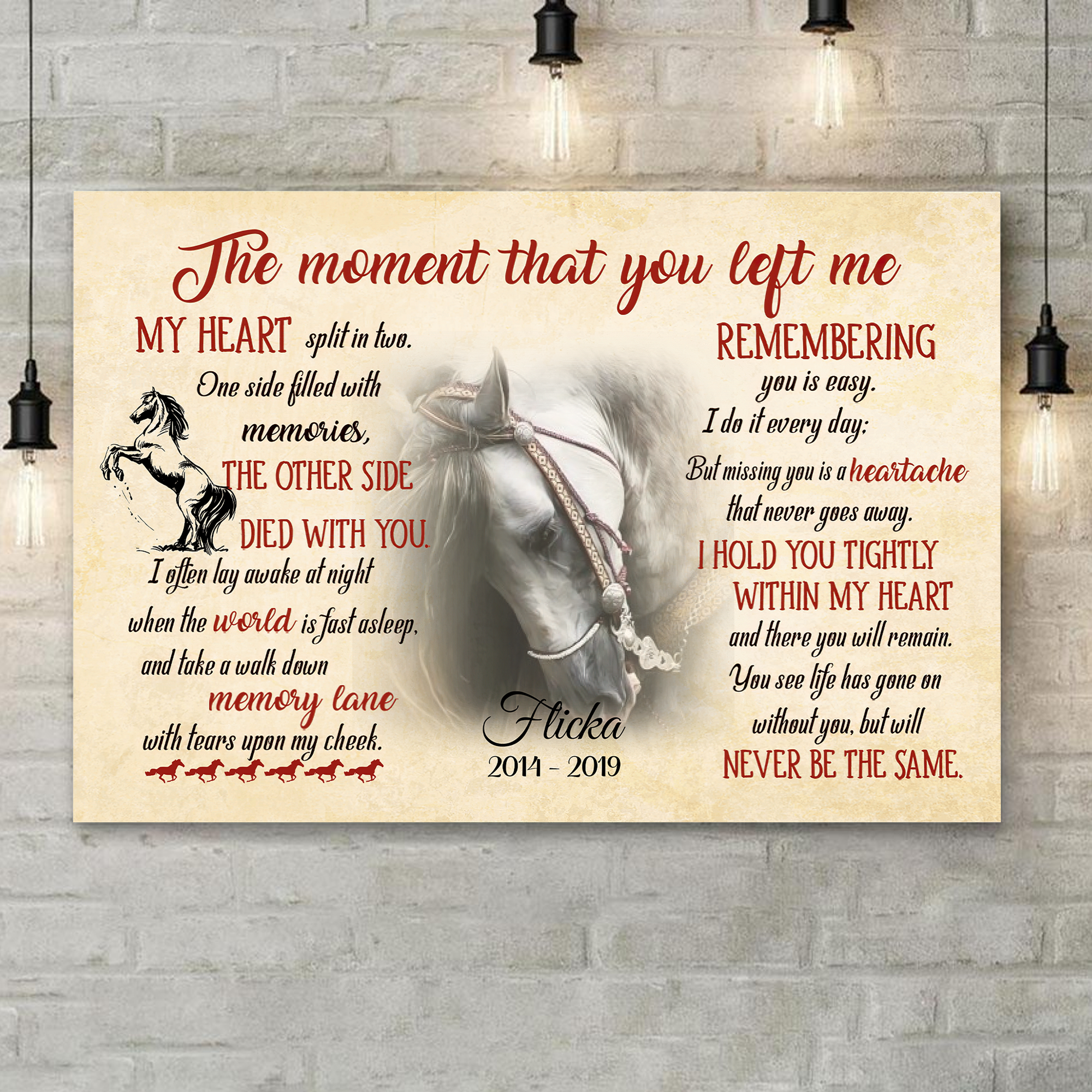 The Moment That You Left Me Horse Pet Picture Frame Canvas Memorial Gifts