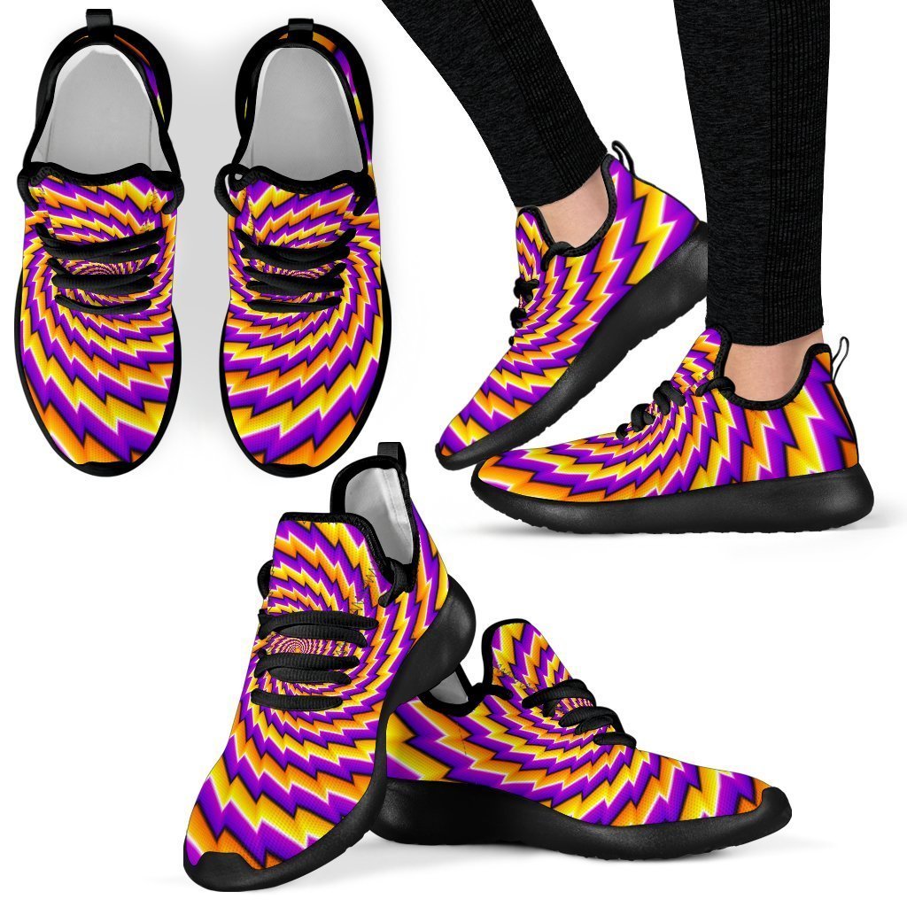 Yellow Twisted Moving Optical Illusion Mesh Knit Shoes