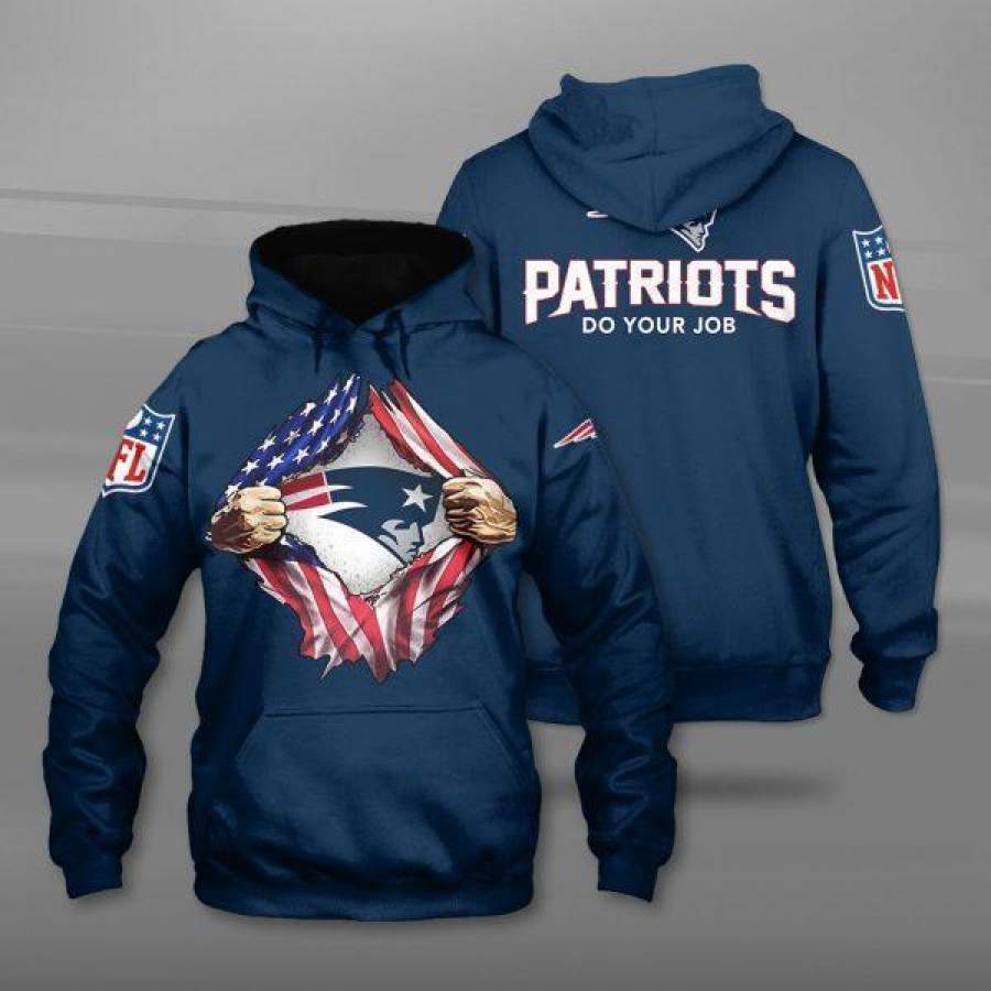 New England Patriots 3D Printed Hooded Pocket Pullover Hoodie