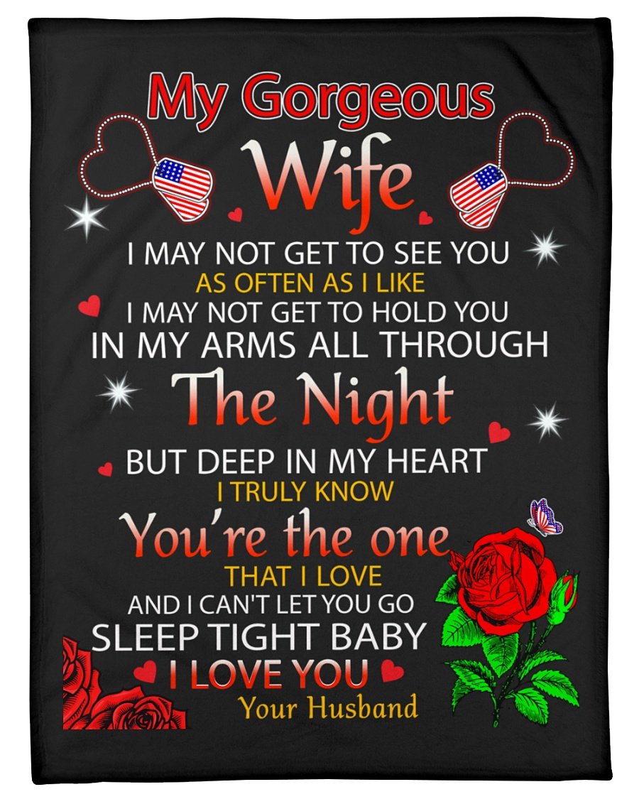 To My Gorgeous Wife You’Re The One That I Love, Roses Fleece Blanket Gift For Valentine Day Home Decor Bedding Couch Sofa Soft And Comfy Cozy