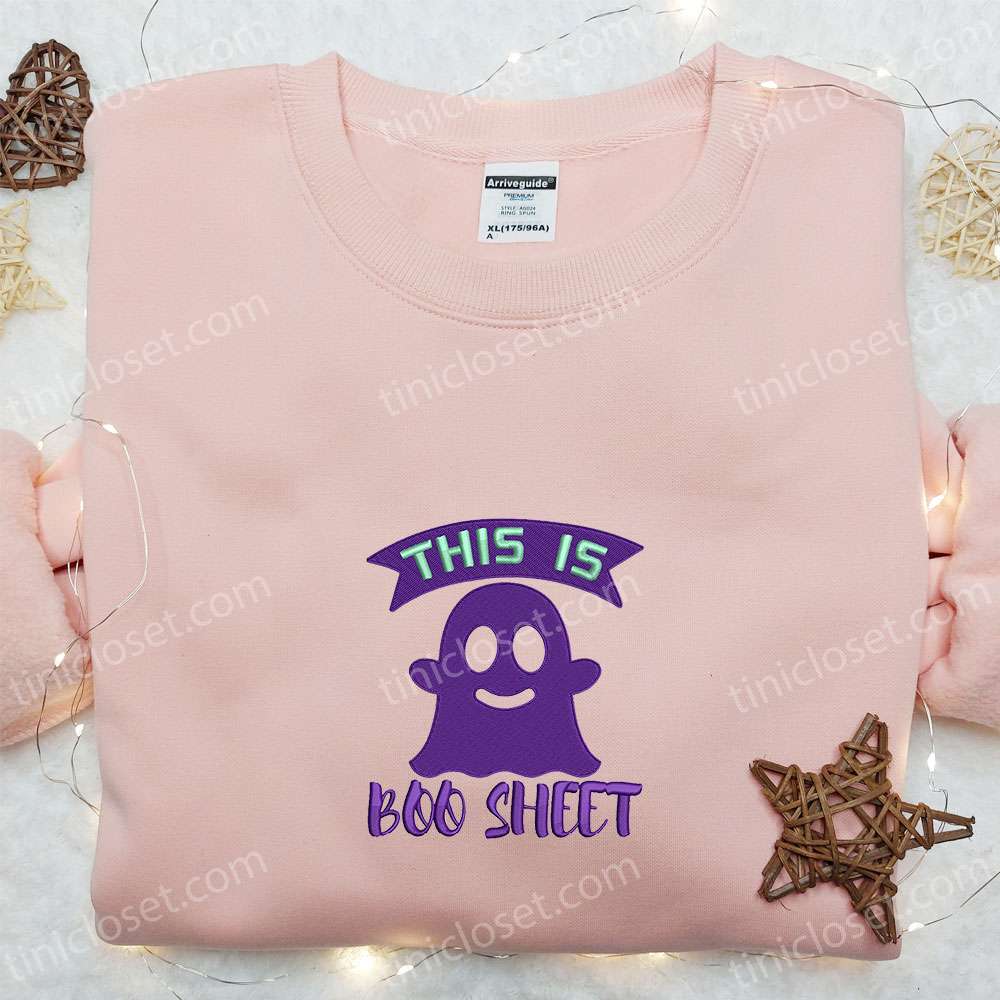 This Is Boo Sheet Ghost Embroidered Hoodie, Spooky Embroidered T-shirt, Best Gift Ideas – Small Gifts Great Love