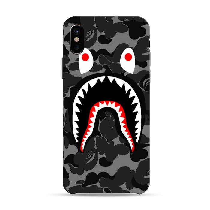 Bape Shark Black Army Pattern Iphone X 3D Case | Black