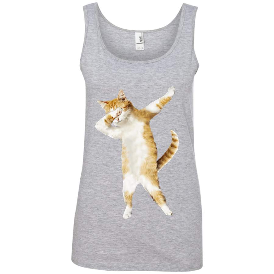 AGR Dabbing Cat Kitten Funny Dab Tee Cool Dance Kitty Ringspun Tank Top