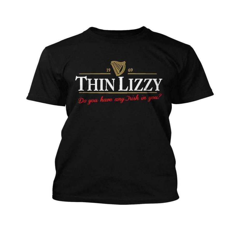 Thin Lizzy, Guinness Phil Lynott Retro Vintage Music T-Shirt Teenage Natural Cotton Printed Top Tee Men T Shirts Short Street Wear