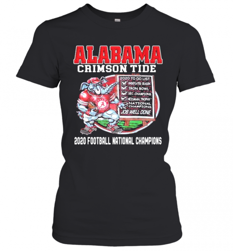 Alabama Crimon Tide 2020 Football National Champions Elephant Women’S T-Shirt