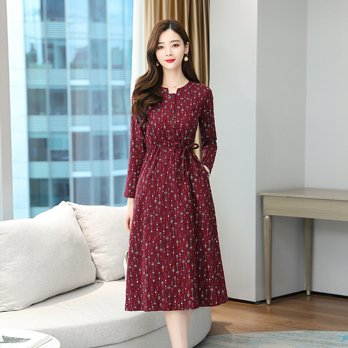 2022 Vintage Red Casual Office Lady Midi Dress Autumn Winter Sexy Runway Maxi Dress Elegant Women Bodycon Party Evening Vestidos alx