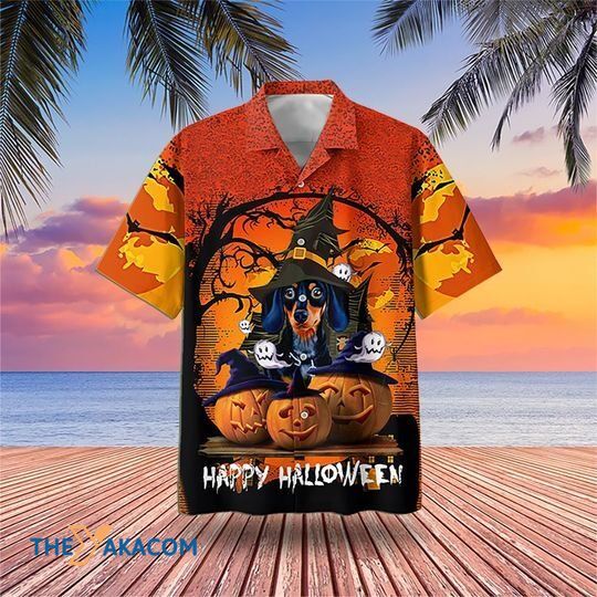 Happy Halloween Pumpkin With Dachshund Witch The Best Gift For Dog Lovers Hawaiian Shirt Ha73631