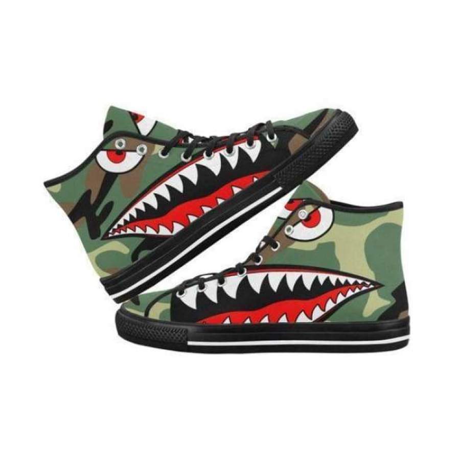 Bape inspired Shark Bite Custom camo  High Top Canvas Men’s Shoes