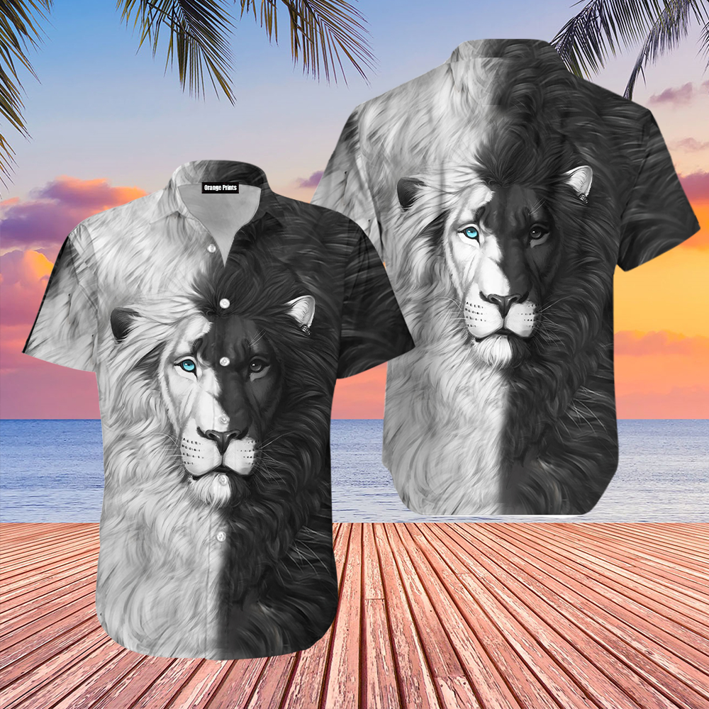 Contrast Color Lion Hawaii Shirt For Men Women Ha57434