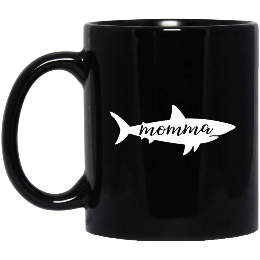 W Momma Shark Mother Mom Birthday Mother’s Day Gift 11oz 15oz Black Mug Happy Easter Day Funny Colors Eggs Bunny Ears Peeps Cute