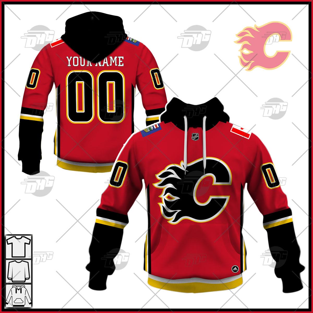 Personalized Mens Calgary Flames Red Jersey Personalize Hoodie