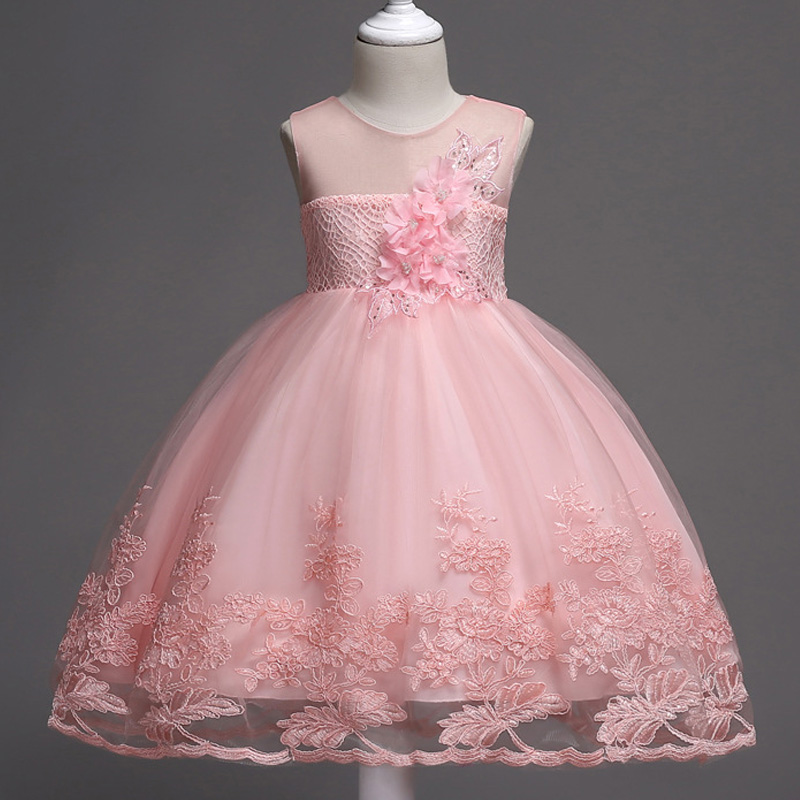 2021 Girls Dress Elegant Summer Princess Kids Dresses For Girls Flower Wedding Dress Toddler Performance Birthday Party Dresses alx