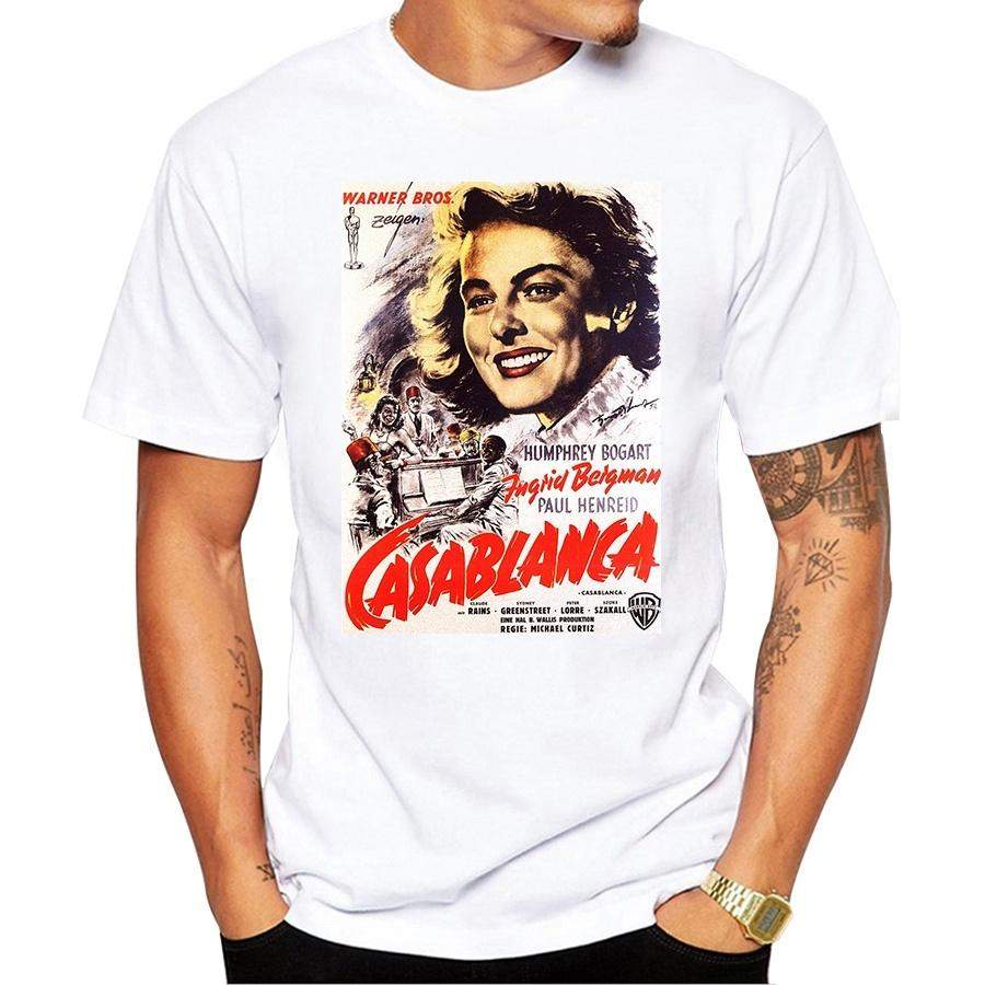 Classic Movie Poster Casablanca Printed T Shirt Summer Men T-shirt New Fashion Retro Tops Short Sleeve Tee Shirt