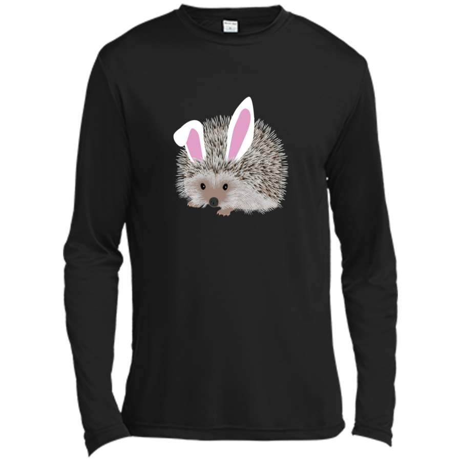 Cute and Funny Hedgehog Easter Bunny Ears Graphic T-Shirt Long Sleeve Moisture Absorbing Shirt