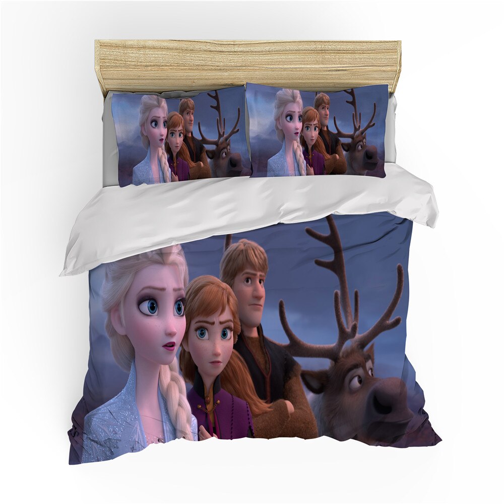 3D Frozen Elsa Anna For Kid Duvet Cover Set Double Queen King Bedclothes Pillowcase Kids Cartoon Cover Sets Bedding Set