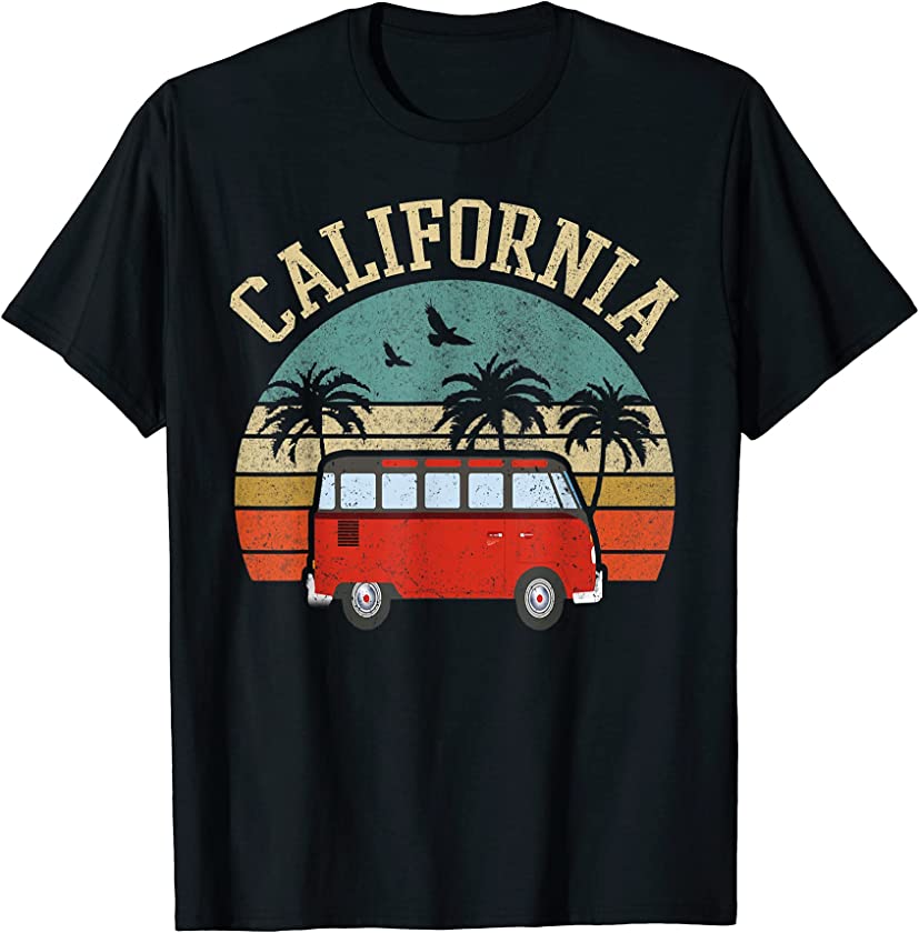 California Hippie van Outfit Surf CA tee Vintage Surfer gift T-Shirt