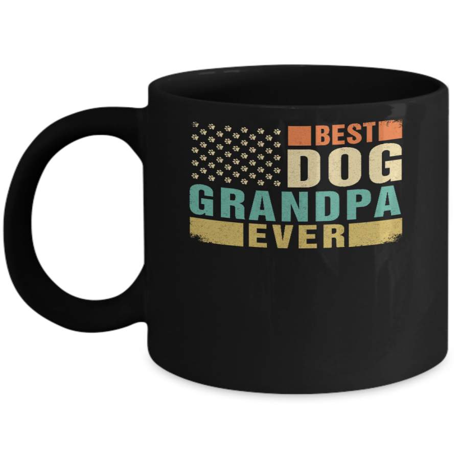 Vintage Retro BEST DOG GRANDPA EVER American Flag Fathers Day Mug