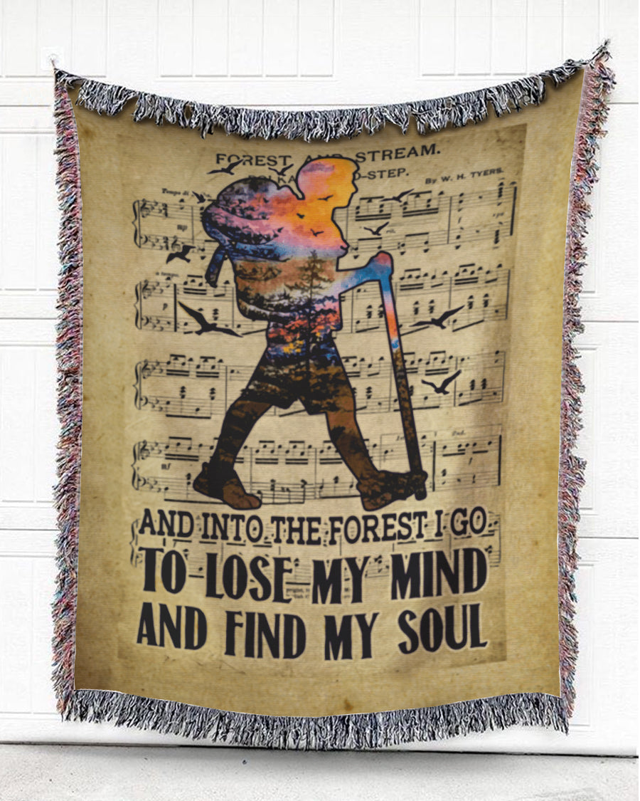 Woven Throw For Campers Camping Gift, Find My Soul, Cotton Blanket