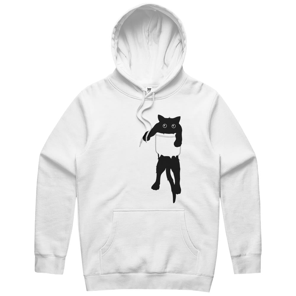 Hang Loose Black Cat Pocket Art Hoodie