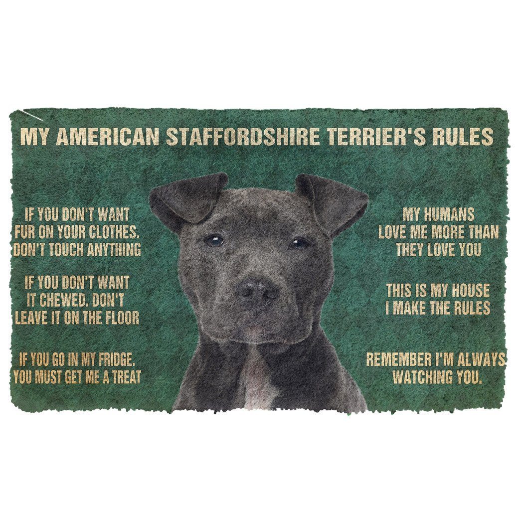 Gearhumans  Gearhuman 3D My American Staffordshire Terrier’s Rules Doormat