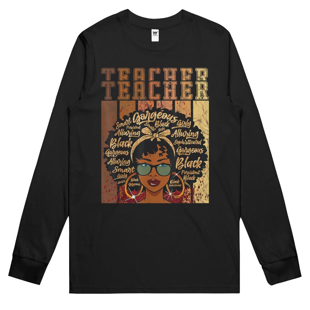 Black Smart Teacher Afro Love Melanin African American Women Long Sleeve T Shirts