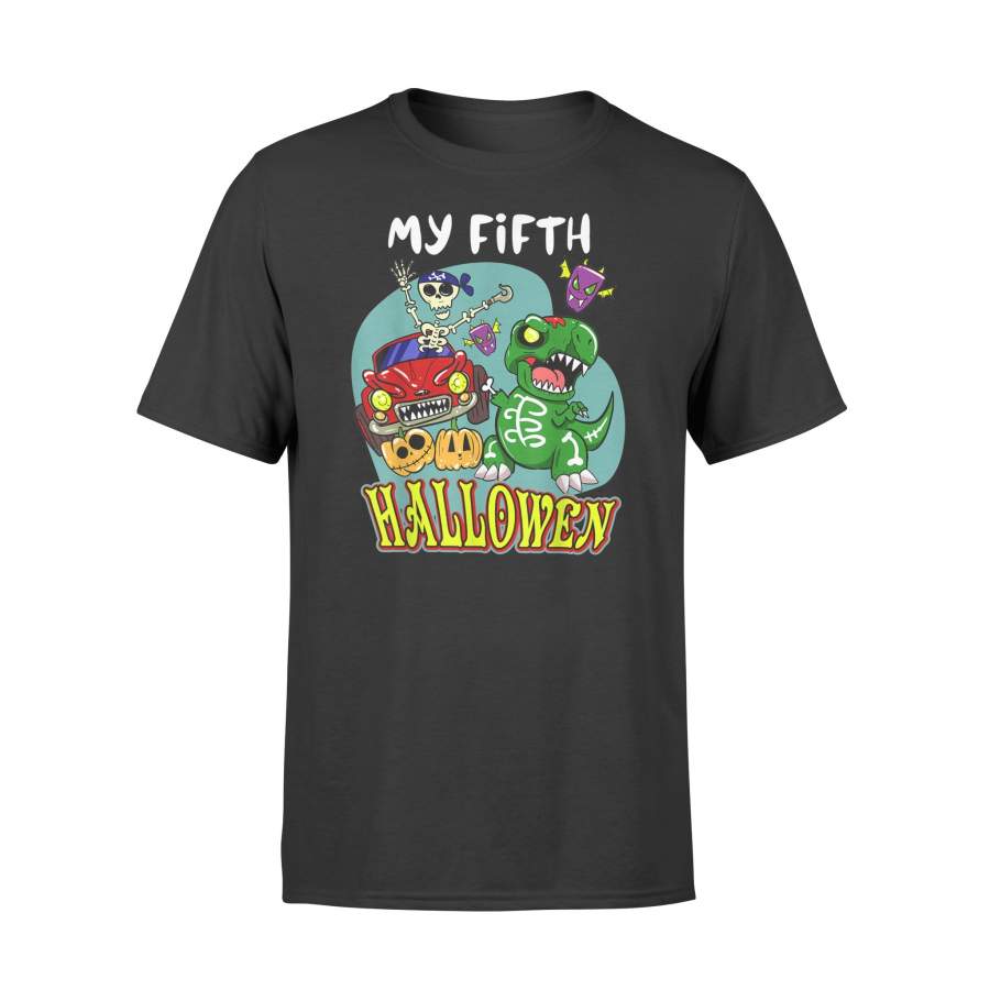 5th Birthday party my 5 fifth Halloween Baby Dinosaur tshirt – Comfort T-shirt