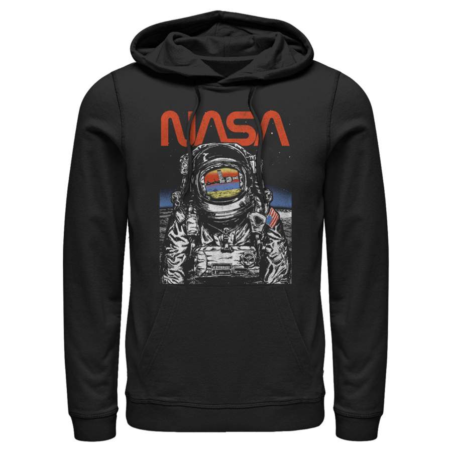 NASA Men’s Astronaut Moon Reflection Vintage Retro  Lightweight Hoodie