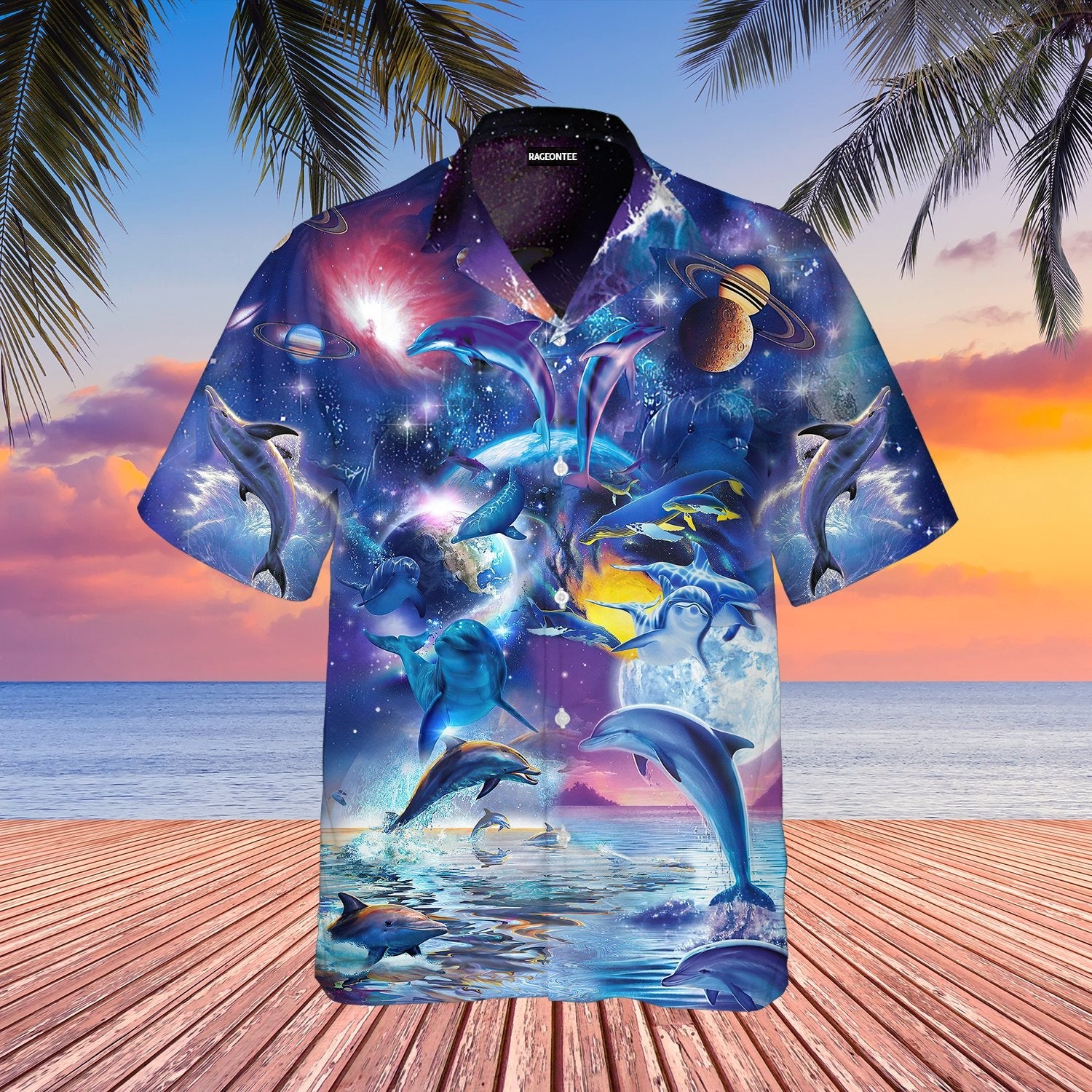 Dolphin In Universe Space Hawaiian Shirt For Men & Women | Wt1211