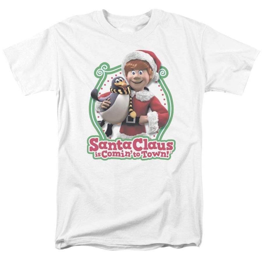 Santa Claus Is Comin to Town Penguin Men’s Regular Fit T-Shirt