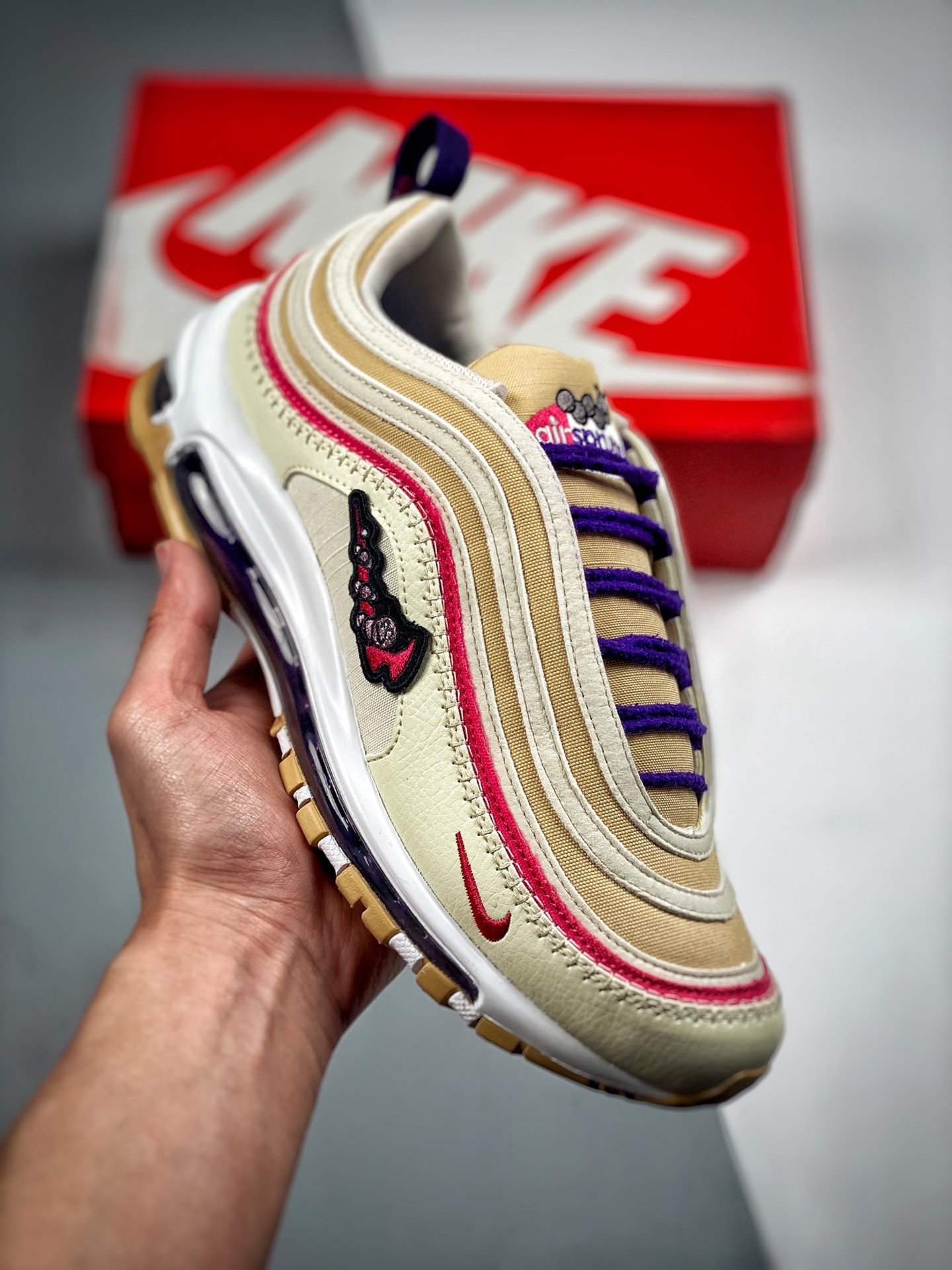 Nike Air Max 97 Air Sprung TanPurple-Pink 5339628