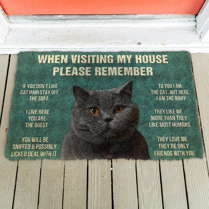 Waybackapparel Please Remember British Shorthair Cat House Rules 3D Doormat