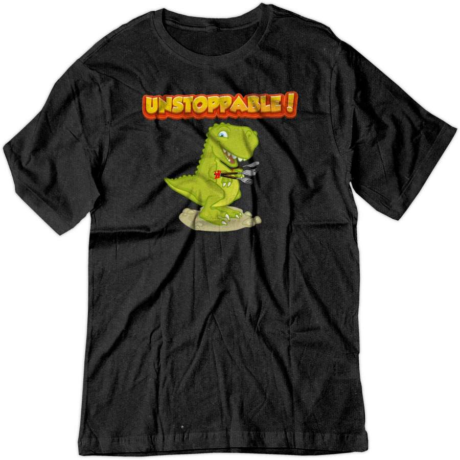 BSW Men’s Unstoppable T-Rex Dinosaur Tyrannosaurus Cartoon Shirt