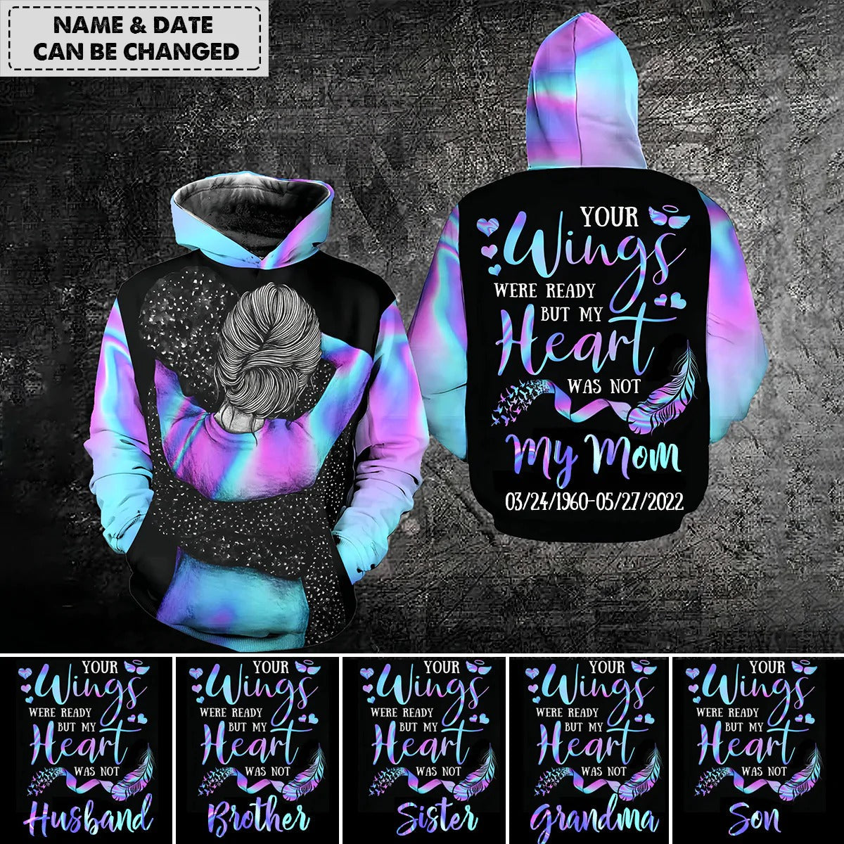 Personalized Your Wings Were Ready But My Heart Was Not Hoodie, Custom Memorial Hoodie, Remembrance Hoodie Lost Of Dad Apparel